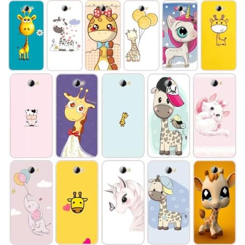 89AA Cartoon giraffe Silicone TPU Cover Phone Case On Case For Huawei Y3 II Y5 II Nova 5T GR3 P40 Lite E Case Soft