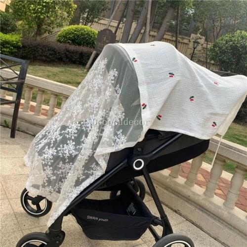 Baby Stroller Accessories Soft Breathable Yarn Sunshade Cover Baby Sun Protector Basket Stroller Cover Mosquito Net For Stroller