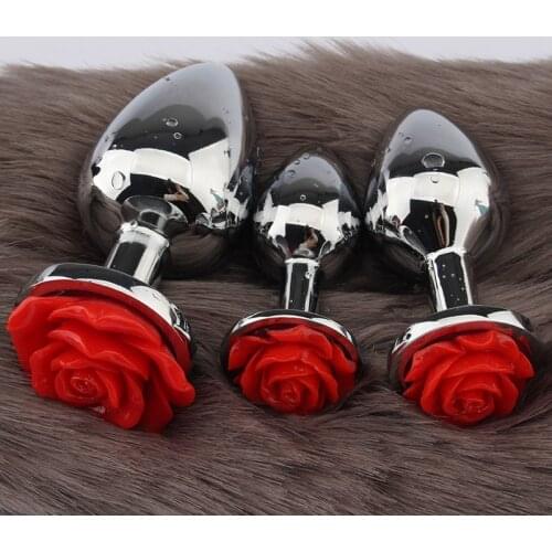 Rose Flower Anal Plug For Men And Women Anal Masturbator Adult Sex Goods Stainless Steel Butt Plug Toys For Adults Sex Products
