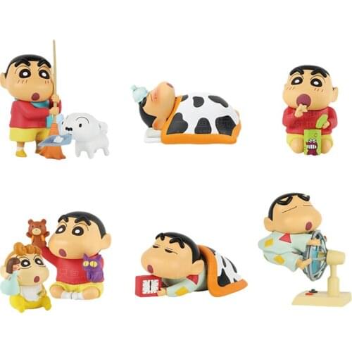 Bandai Q Version 6 Models Crayon Shin-chan Daily Blind Box Doll Hand-made Girl Anime Peripheral Gift Decoration Anime Figure
