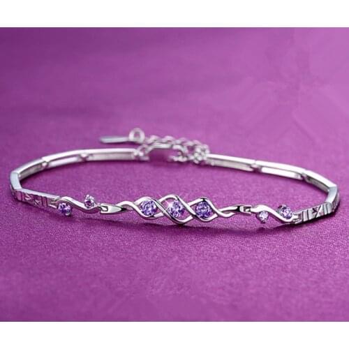 Everoyal Top Quality 925 Sterling Silver Bracelets For Women Jewelry Fashion Zircon Purple Girls Party Accessories Bracelet Lady