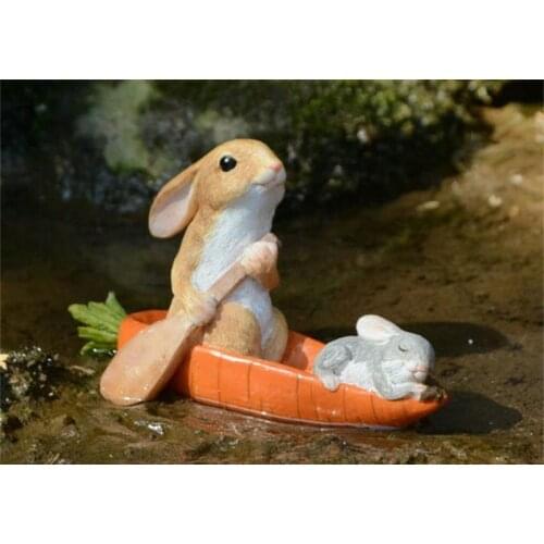 Cute Rabbit Statue Decoration Interesting Micro-landscape Potted Garden Decoration Sculpture Office Desktop Figurines Home Decor