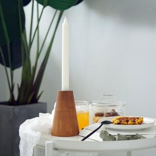 SWEETGO wood candle holders home decorative dessert table wood craft pillar stick candle holder not include candles dinner ware