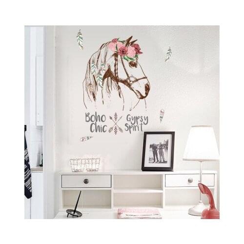 DIY Vintage Retro Poster Horse Wall Sticker Animal Flower Living Room Bedroom Decoration Ceiling Stickers Wallpaper Murals
