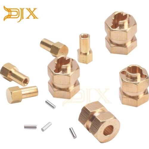 DJX Brass Extended 7mm Hex Wheel Hubs 8mm Thick for AXIAL SCX24 Upgrades 1/24 RC Crawler Car Extend Track Width 5mm