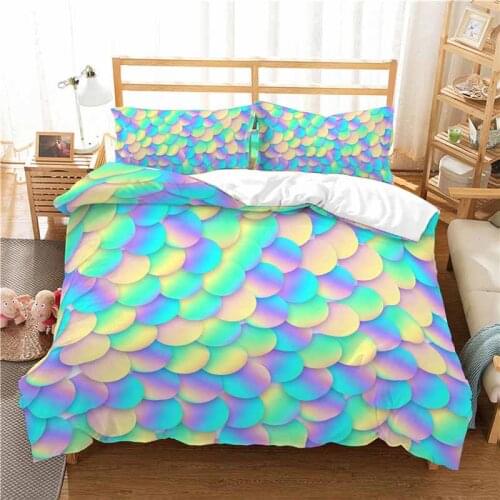 Home Textile Luxury 3D Mermaid Print 2/3Pcs Comfortable Duvet Cover Pillowcase Bedding Sets Single Queen and King EU/US/AU Size
