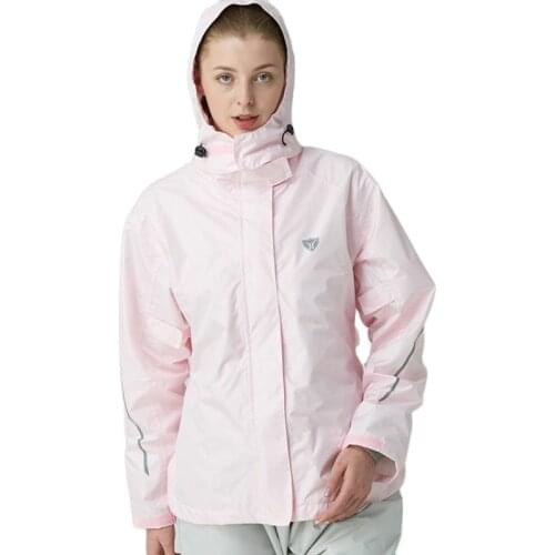 Pink Waterproof Raincoat Women Rain Pants Jacket Clothing Hiking 190T Nylon Fabric Hooded Womens Raincoat Impermeable Gift Ideas