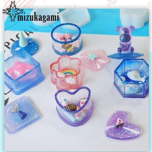 UV Resin Liquid Silicone Mold Heart Silicone Mold Necklace Lanugo Mold Resin Decorative Craft DIY Hexagonal Storage Box