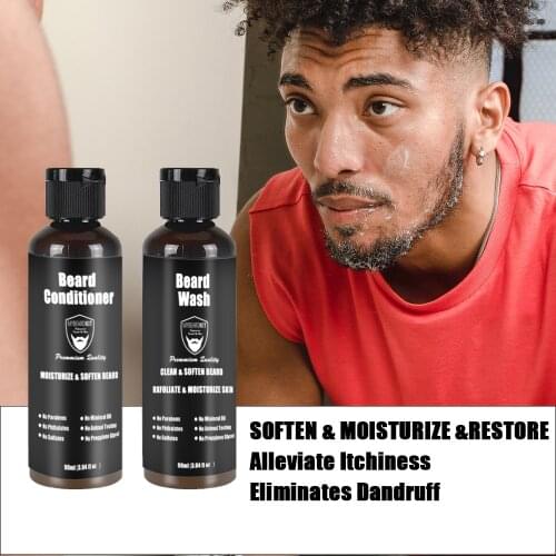 Beard Conditioner Kit For Men Shampoo & Wash For Beard Care Clean Mustache Encourage Growth All Natural Ingredients Perfect Gift