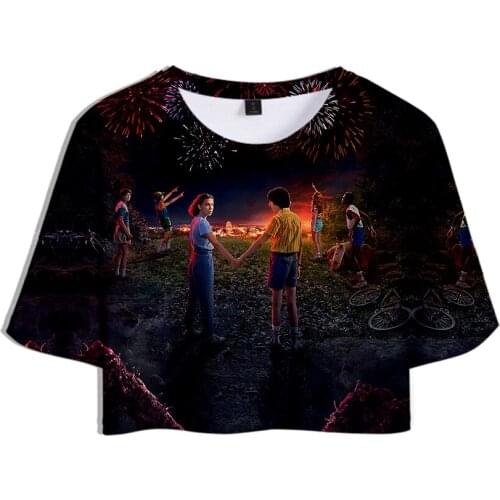 Stranger Things 3D Printed Women Crop Tops Fashion Summer Short Sleeve T-shirt 2019 Hot Sale Casual Streetwear Girls T shirt