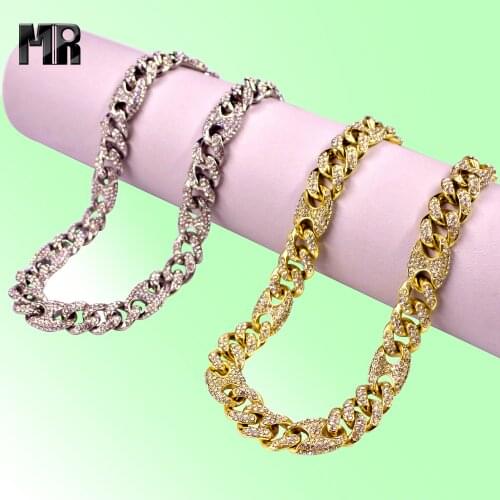 Hip Hop Bling Iced Out Bracelets Miami Cuban Link Chain Full Rhinestone for Men Rapper Women Jewelry