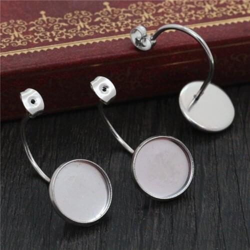 No Fade ) 12mm 10mm 10pcs Stainless Steel Back Style Lever Back Earrings Blank/Base,Fit 12mm Glass Cabochons,Buttons