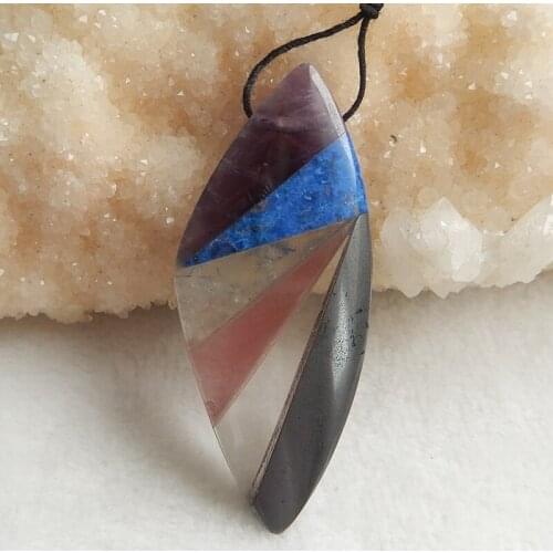 2017 New Natural Amethyst Lapis Lazuli Prhnite Volcano Cherry Quartz Hematite Sem Gemstone Necklace Pendant 53x23x7mm 14.5g