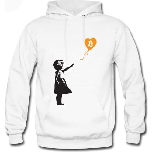 New Autumn Winter Awesome Bitcoin Balloon Girl Banksy Crypto BTC Mens Hoodies Casual Cotton Christmas Hoodie Sweatshirt Pullover