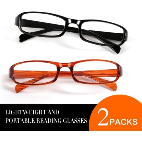 2pcs Reading Glasses Unisex Ultralight 1 PC Frame Black +1.00 Presbyopic Eyeglasses Magnification Eyewear For Man Female