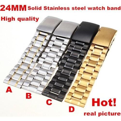 Wholesale High quality 10PCS/lot 24MM Solid Stainless Steel Watch band Watch strap 4 color available-51904