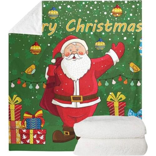 Christmas Green Throw Blanket Santa Print Blanket Lightweight Home Christmas Decorative Blanket Perfect for Couch Sofa