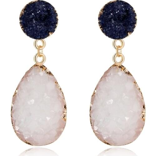 GEOMEE 1 Pair Bohemia Resin Dangle Earrings Women Jewelry Brincos Geometric Handmade Water Drop Earings Female E836