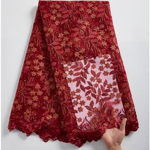 SJD LACE African Lace Fabric High Quality 2021 French Mesh Lace Sewing Accessories Nigerian Lace Fabric 5 Yards For Dress A 2318