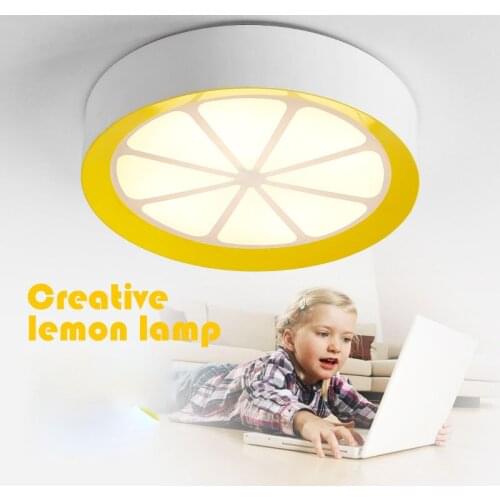 Cute Lemon shape Round Dia 40/50cm Acrylic LED ceiling lamp dimmable with remote control for bedroom dinning room children light