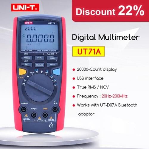 UNI-T UT71A Intelligent Digital Multimeter True RMS Auto Range multimeter Data logging/USB interface/LCD backlight/misplug alarm