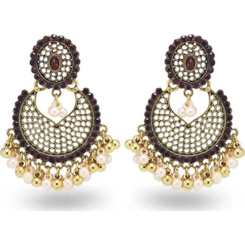 Vintage Metal Indian Jhumka Earrings for Women Oxidized Silver Color Bohemian Style Earring Piercing Festival Party Jewelry Gift