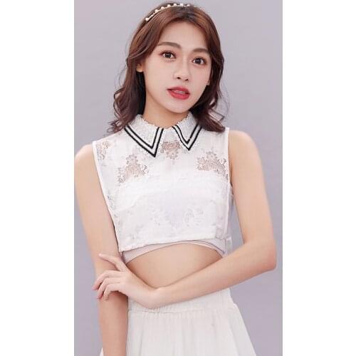 Women Shirt Fake Collar Lace Floral Hollow Detachable Collar Half Shirt Lapel False Collar Decor Female Blouse Tops Accessories