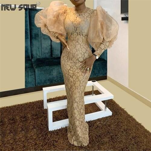 Champagne Mermaid African Prom Dresses 2020 Vestidos de gala Girls Evening Prom Dress Middle East Celebrity Gown Dubai Aibye