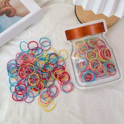 100pcs Girls Hair Accessories gift Nylon Rubber Band Elastic Hair Bands Headband Children Ponytail Holder Bands Kids Ornaments