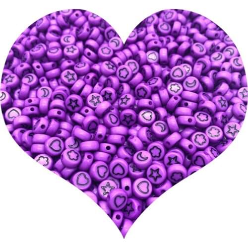 100pcs/Lot 7mm Oval Shape Acrylic Spaced Beads Stars Moon Beads For Jewelry Making DIY Charms Bracelet Necklac#05