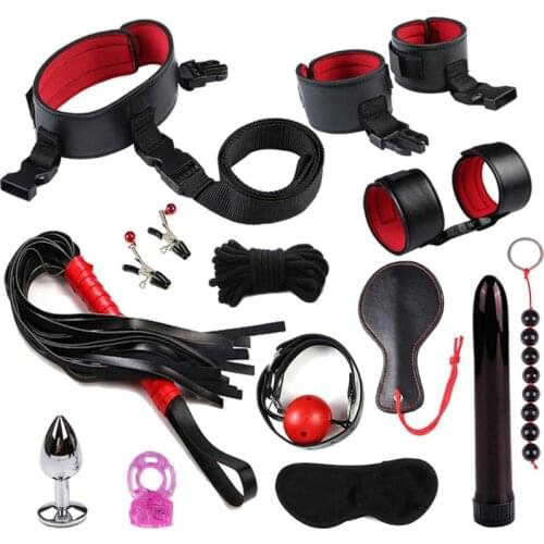 19/13/10/9/8 pcs PU Leather Handcuffs Set Adult Sex Toys for Couples Kit Sex Toy for Men Women