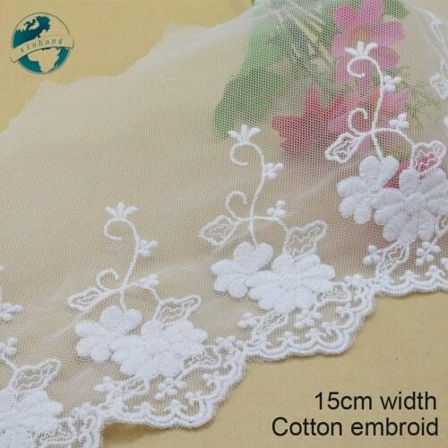 3yards 15cm white lace cotton embroidery lace french lace ribbon fabric guipure diy trims warp knitting sewing Accessories#3000