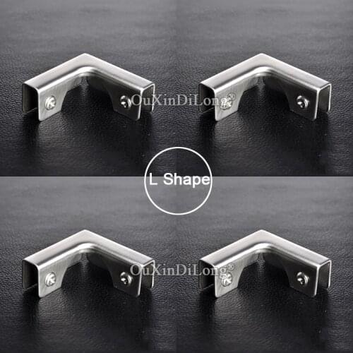 4PCS Stainless Steel Glass/Acrylic Showcase Clips/Connector,for Glass/Acrylic,No Drilling,Aquarium DIY Reinforced L Clamps GF342