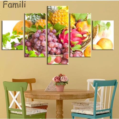 5pcs Brown Various Colorful Herbs And Spices Wall Art Painting Picture Print On Canvas Food Artwork for Kitchen Decorative Hot G