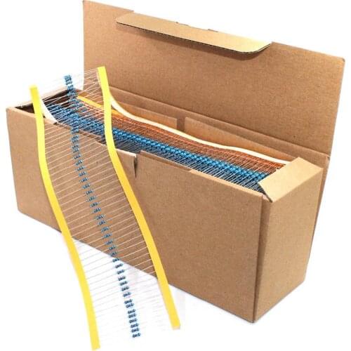 5000pcs 1/4W 1% Metal Film Resistor 0.25W 1R~1M 10R 2.2R 47R 100R 220R 1K 1.5K 3.3K4.7K 5.6K 10K 20K 22K 47K 56K 100K 270K 510K