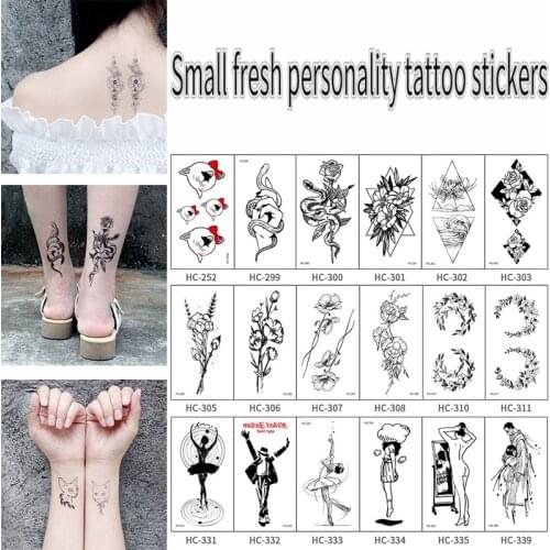8PCS New Small Fresh Tattoo Stickers Personality Black and White Snake Michael Jackson Disposable Temporary Tattoo Stickers