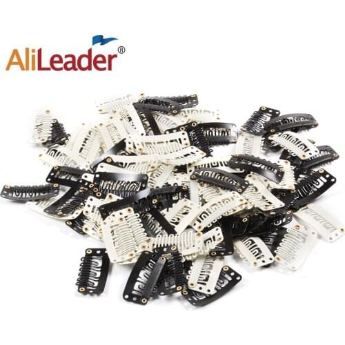 AliLeader Metal Snap Clip for Hair Extensions 12 PCS U Shape Metailic Hair Snap Clips for Wigs Snap-Comb Wig Clips with Rubber