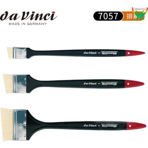 Da Vinci 7057 Artists Bristle Oblique Flat Brush for Paintings with Pints and Colors Suitable length watercolor brush