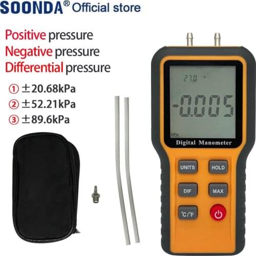 Digital Manometer Air Pressure Meter Differential Pressure Gauge Kit tools Natural Gas Pressure Meter Negative pressure Gauge