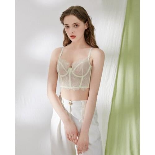 EFIOLY New Product Mesh Sexy Lace Ultra-thin Cushionless Shaping Underwear I Deep V Shapewear Underwear Womens Vest Tube Top