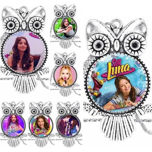 EJ Glaze Super Pop Singer Soy Luna For Girls Statement Maxi Design Fashion Vintage Glass Women Owl Necklace Pendants