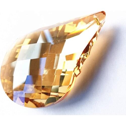 Hot selling 10pcs 76mm Champagne Gourd Shape K9 Crystal Faceted Chandelier Pendants (Free Rings) For Wedding & Home Decoration