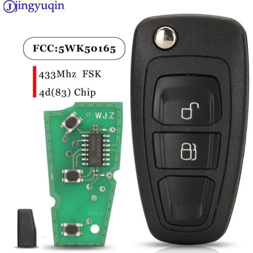 Jingyuqin 5pcs For Ford Ranger 2011 2012 2013 2014 2015 Remote Car Key Fob 433mhz Fsk ID60-83Bit 5WK50165 2 Buttons