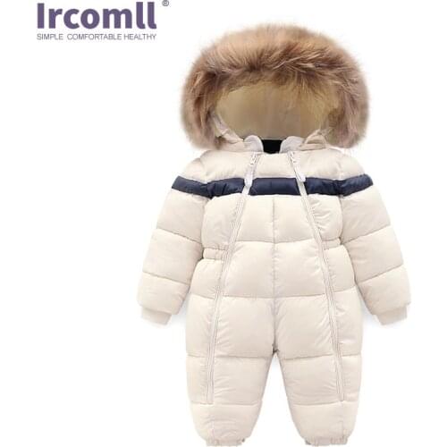 Ircomll Children Winter Outwear Infant Baby Boy Girl Rompers Thicken Fur Baby Snowsuit Surper Warm Jumpsuit Toddler Outwear