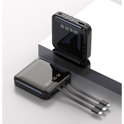 20000mAh Mini Power Bank for iPhone 12 11 Huawei Samsung Xiaomi Poverbank Portable External Battery Charger Powerbank with Cable