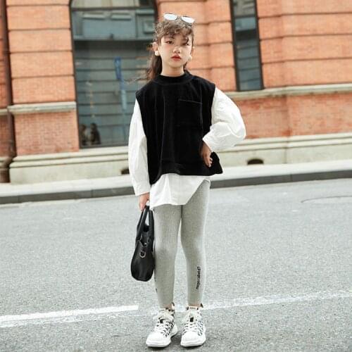 Korean Style Girls Fall Clothes Set 2 pieces 8 10 12 years Kids Outfits Corduroy Shirt Leggings Teenage Girl Suits