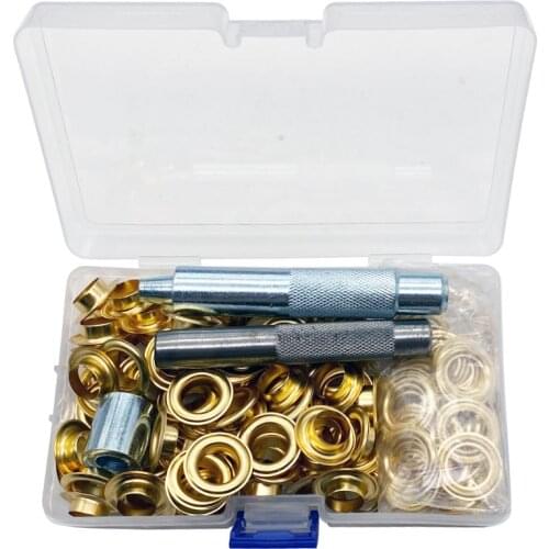 Box pack100 set brass eyelet inner diameter 12 MM grommets with Eyelet Punch Die Tool Set brass rivet eye button