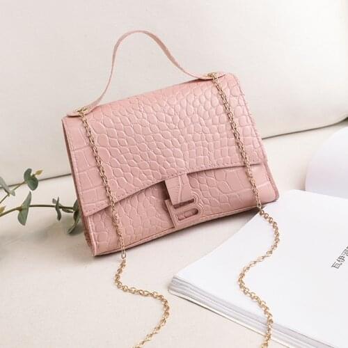 Hot Sale New Women Bags 2021 Fashion Crocodile Pattern Shoulder Bag PU Solid Color Small Square Bag Mobile Phone Coin Purse
