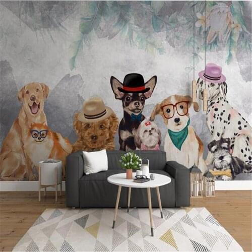 Milofi customized 3D printing wallpaper mural simple cartoon hand-painted pet puppy personality childrens room background wall
