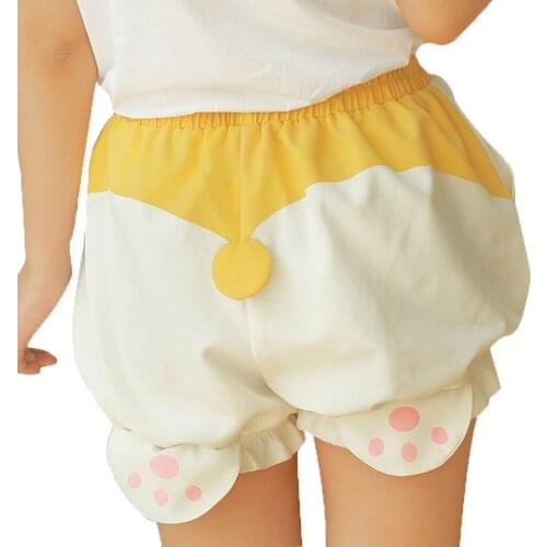 Cute Sleep Bottoms Shorts Women Kawaii Corgi Butt Harajuku Pumpkin Bloomers Pajamas Elastic Waist For ddlg diaper lover